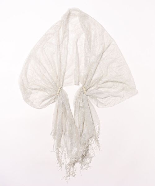 mimis（ミイーミイーズ）の「パール付き オケージョンショール　ストール　日本製（ストール/ショール・レディース・ベージュ/シルバー/ブラック/ピンク・FREE）」の4枚目の写真