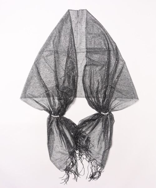 mimis（ミイーミイーズ）の「パール付き オケージョンショール　ストール　日本製（ストール/ショール・レディース・ベージュ/シルバー/ブラック/ピンク・FREE）」の3枚目の写真