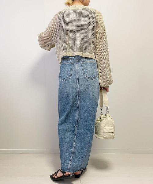 Fizz（フィズ）の「【Fizz/フィズ】　ラメ混メッシュニットプルオーバーカーディガン（カーディガン/ボレロ・レディース・ベージュ/チャコール/ブルー・FREE）」の10枚目の写真