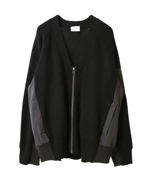 Editt by YECCA VECCA(エディットバイイェッカヴェッカ)の「MA-1ドッキングニットカーディガン(カーディガン/ボレロ・レディース・ブラック/カーキ・FREE)」の2枚目の写真