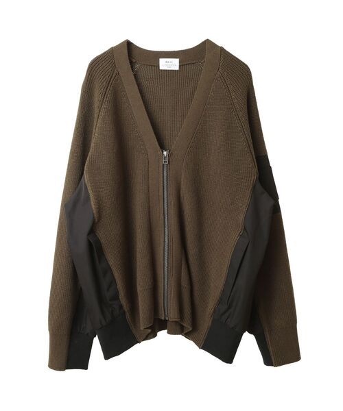 Editt by YECCA VECCA(エディットバイイェッカヴェッカ)の「MA-1ドッキングニットカーディガン(カーディガン/ボレロ・レディース・ブラック/カーキ・FREE)」の21枚目の写真