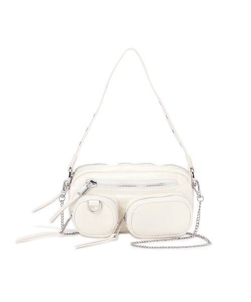 NATURAL BEAUTY BASIC（ナチュラルビューティーベーシック）の「◇ガジェットミニショルダーバック（ショルダーバッグ・レディース・ブラック/オフホワイト・ﾌﾘ-）」の4枚目の写真