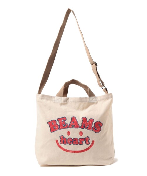 BEAMS HEART(ビームスハート)の「スマイル カスレロゴ バッグ(A4サイズ収納可能)(トートバッグ・レディース・ホワイト系その他5/オリーブ/ベージュ・ONE SIZE)」の13枚目の写真