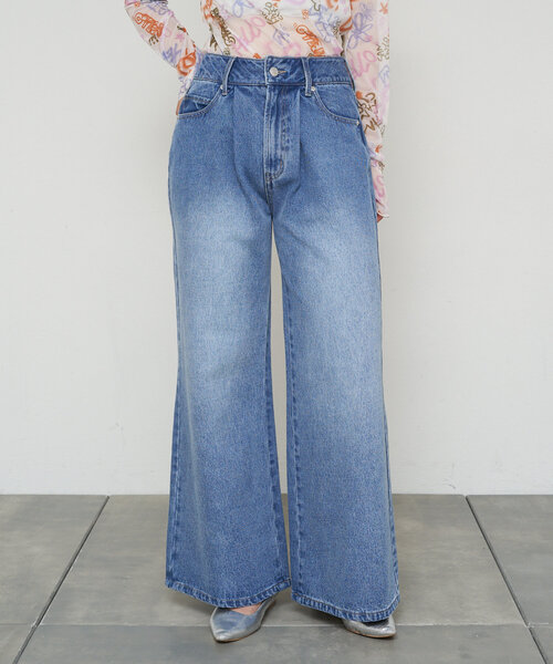 CIAOPANIC(チャオパニック)の「【cian denim/シアンデニム】ワイドフレアデニム(デニムパンツ・レディース・ブルー/インディゴブルー・X-SMALL/SMALL/MEDIUM)」の5枚目の写真