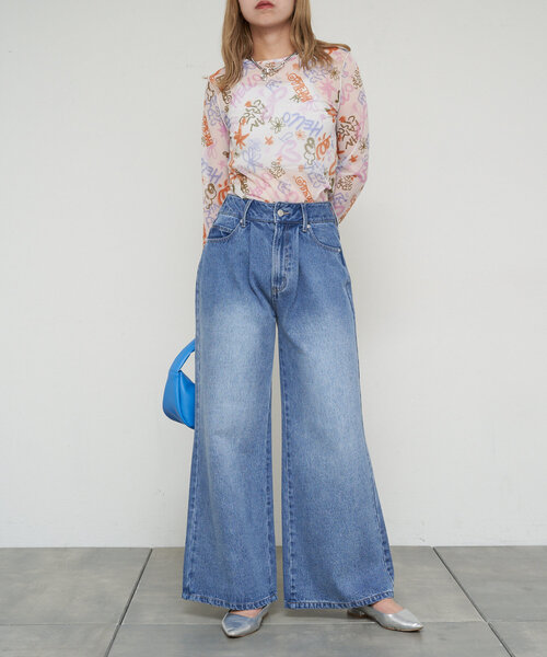 CIAOPANIC(チャオパニック)の「【cian denim/シアンデニム】ワイドフレアデニム(デニムパンツ・レディース・ブルー/インディゴブルー・X-SMALL/SMALL/MEDIUM)」の9枚目の写真