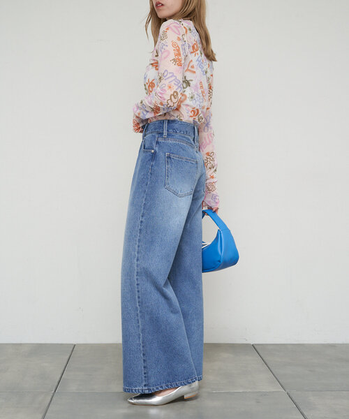 CIAOPANIC(チャオパニック)の「【cian denim/シアンデニム】ワイドフレアデニム(デニムパンツ・レディース・ブルー/インディゴブルー・X-SMALL/SMALL/MEDIUM)」の10枚目の写真