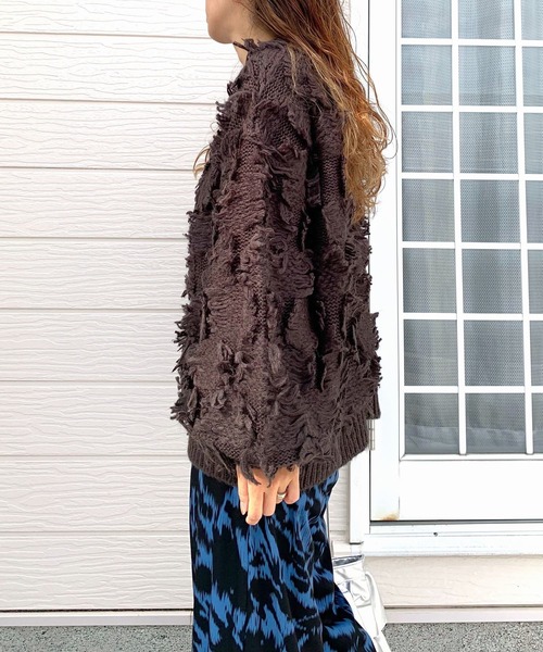 Q（キュー）の「フリンジニット（ニット/セーター・レディース・アイボリー/チャコールグレー・MEDIUM）」の13枚目の写真