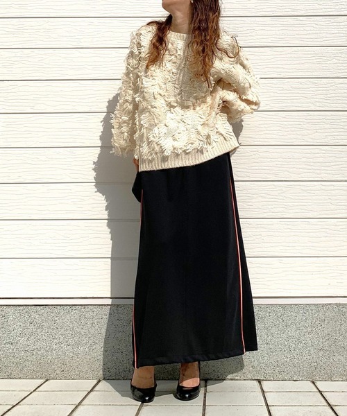 Q（キュー）の「フリンジニット（ニット/セーター・レディース・アイボリー/チャコールグレー・MEDIUM）」の15枚目の写真