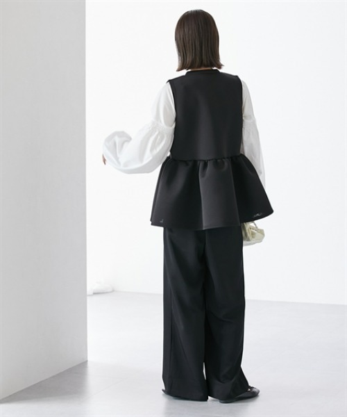 nissen（ニッセン）の「パール風ボタン付ペプラムベスト（ベスト・レディース・アイボリー/ブラック・M/L）」の10枚目の写真