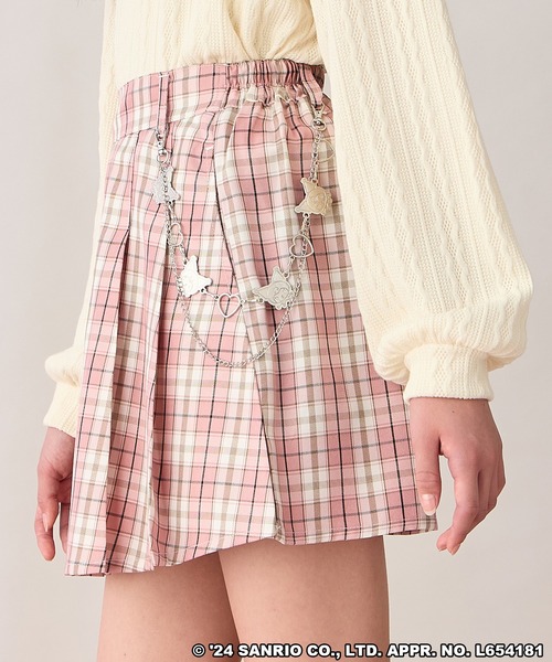 ピンクスワンスカート 自遊空間限定プロモ Amoriregirl×kuromiコラボ】クロミチェーン付きチェックスカートパンツ