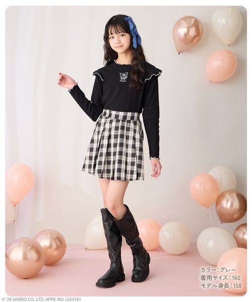 Amoriregirl×kuromiコラボ】クロミチェーン付きチェックスカートパンツ