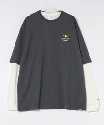 (What it isNt)ART BY MARKGONZALES | 【(What it isNt) ART BY MARK GONZALES/ワットイットイズント マークゴンザレス】バック&アームプリント リアルレイヤード ロングスリーブTシャツ 半袖T&ロンT 2点セット(Tシャツ/カットソー)
