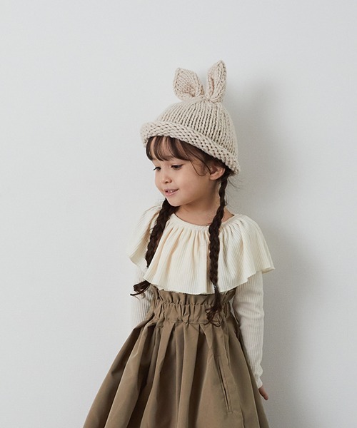 riziere（リジェール）の「フリルカラーリブプルオーバー（Tシャツ/カットソー・キッズ・アイボリー/ブラック/ブルーグレー/ダークブラウン・90/100/110/120/130/140/150）」の2枚目の写真