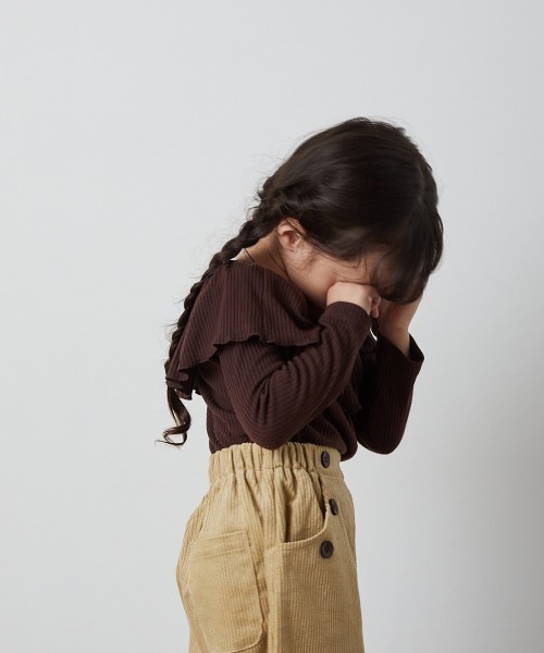 riziere（リジェール）の「フリルカラーリブプルオーバー（Tシャツ/カットソー・キッズ・アイボリー/ブラック/ブルーグレー/ダークブラウン・90/100/110/120/130/140/150）」の17枚目の写真