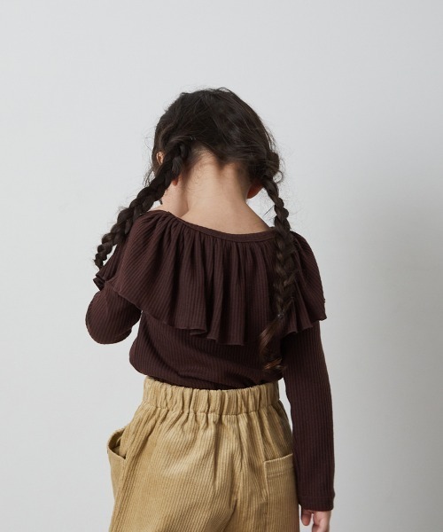 riziere（リジェール）の「フリルカラーリブプルオーバー（Tシャツ/カットソー・キッズ・アイボリー/ブラック/ブルーグレー/ダークブラウン・90/100/110/120/130/140/150）」の16枚目の写真