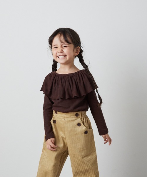 riziere（リジェール）の「フリルカラーリブプルオーバー（Tシャツ/カットソー・キッズ・アイボリー/ブラック/ブルーグレー/ダークブラウン・90/100/110/120/130/140/150）」の15枚目の写真