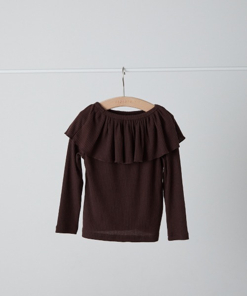 riziere（リジェール）の「フリルカラーリブプルオーバー（Tシャツ/カットソー・キッズ・アイボリー/ブラック/ブルーグレー/ダークブラウン・90/100/110/120/130/140/150）」の14枚目の写真