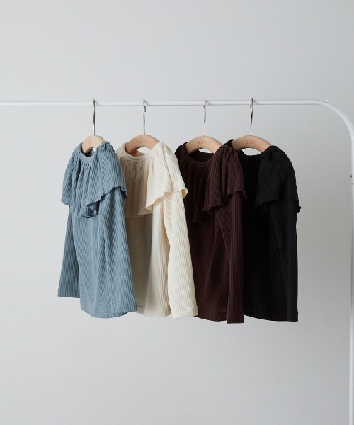 riziere（リジェール）の「フリルカラーリブプルオーバー（Tシャツ/カットソー・キッズ・アイボリー/ブラック/ブルーグレー/ダークブラウン・90/100/110/120/130/140/150）」の12枚目の写真