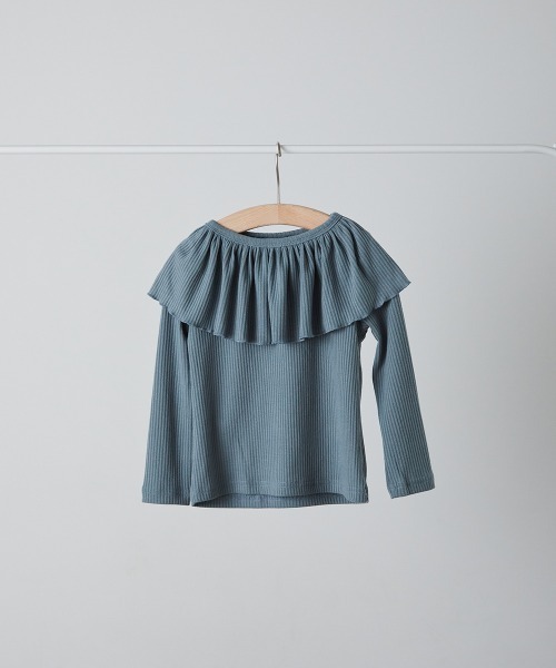 riziere（リジェール）の「フリルカラーリブプルオーバー（Tシャツ/カットソー・キッズ・アイボリー/ブラック/ブルーグレー/ダークブラウン・90/100/110/120/130/140/150）」の10枚目の写真