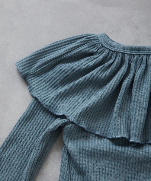 riziere（リジェール）の「フリルカラーリブプルオーバー（Tシャツ/カットソー・キッズ・アイボリー/ブラック/ブルーグレー/ダークブラウン・90/100/110/120/130/140/150）」の9枚目の写真