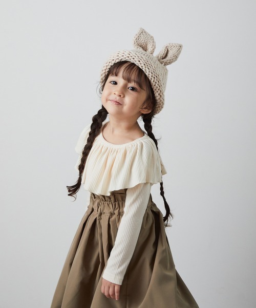 riziere（リジェール）の「フリルカラーリブプルオーバー（Tシャツ/カットソー・キッズ・アイボリー/ブラック/ブルーグレー/ダークブラウン・90/100/110/120/130/140/150）」の8枚目の写真