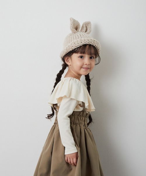 riziere（リジェール）の「フリルカラーリブプルオーバー（Tシャツ/カットソー・キッズ・アイボリー/ブラック/ブルーグレー/ダークブラウン・90/100/110/120/130/140/150）」の7枚目の写真