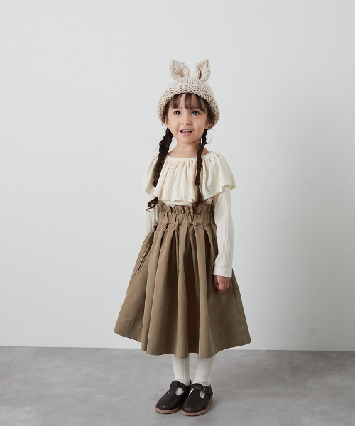 riziere（リジェール）の「フリルカラーリブプルオーバー（Tシャツ/カットソー・キッズ・アイボリー/ブラック/ブルーグレー/ダークブラウン・90/100/110/120/130/140/150）」の6枚目の写真