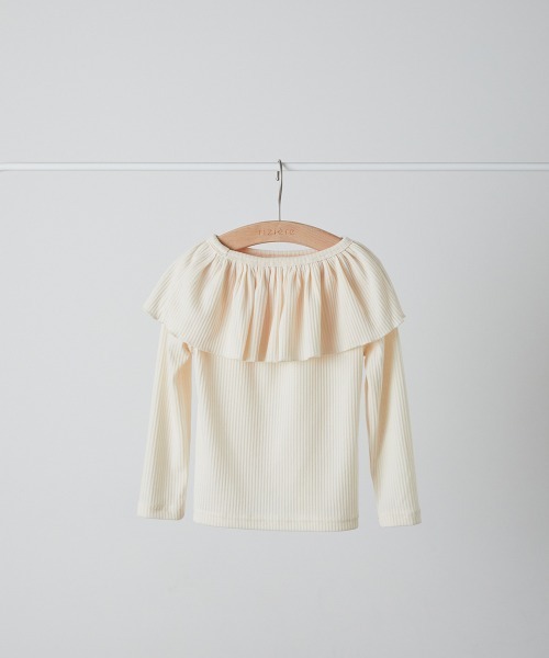 riziere（リジェール）の「フリルカラーリブプルオーバー（Tシャツ/カットソー・キッズ・アイボリー/ブラック/ブルーグレー/ダークブラウン・90/100/110/120/130/140/150）」の5枚目の写真