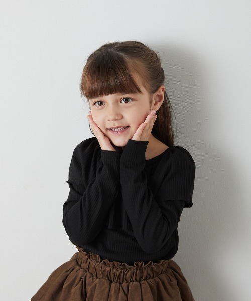 riziere（リジェール）の「フリルカラーリブプルオーバー（Tシャツ/カットソー・キッズ・アイボリー/ブラック/ブルーグレー/ダークブラウン・90/100/110/120/130/140/150）」の22枚目の写真