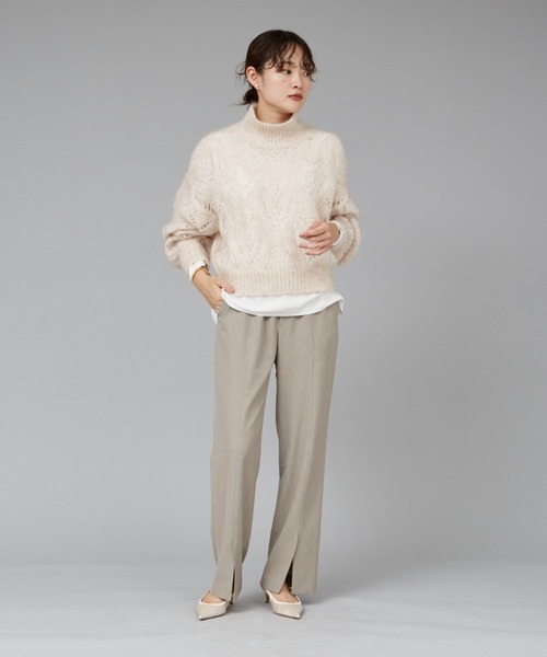 qualite(カリテ)の「モヘアケーブルニット(ニット/セーター・レディース・チャコールグレー/ベージュ・フリー)」の4枚目の写真