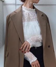花柄シアートップス