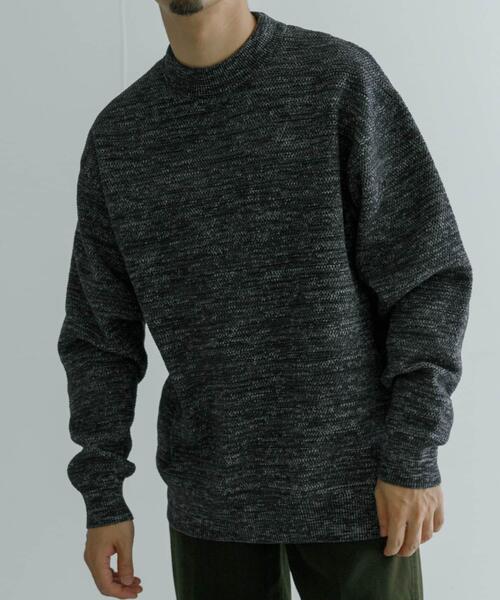 URBAN RESEARCH(アーバンリサーチ)の「メランジハーフモックプルオーバーニット(ニット/セーター・メンズ・チャコールグレー/ライトグレー/ベージュ/グリーン・MEDIUM/LARGE)」の13枚目の写真