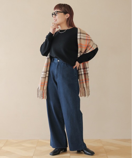 バヤコさんコラボ】やわらかデニムスッキリストレートパンツ