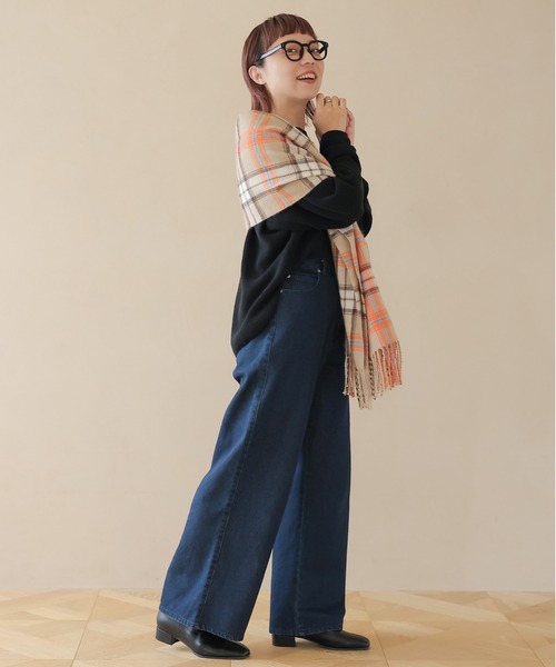 バヤコさんコラボ】やわらかデニムスッキリストレートパンツ