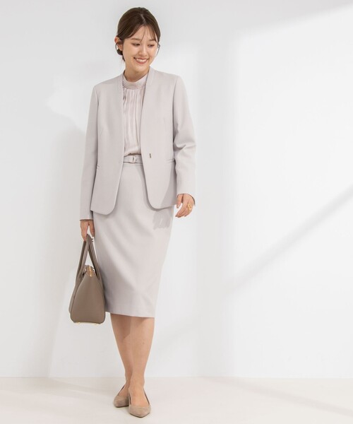 NOLLEY’S Sophi(ノーリーズソフィ)の「《セットアップ対応》ウォッシャブルウール調サージノーカラージャケット(ノーカラージャケット・レディース・ネイビー/グレイッシュベージュ/オフホワイト/ブラック・38/36/40)」の12枚目の写真