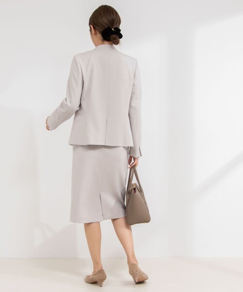 NOLLEY'S sophi ノーリーズ ノーカラージャケット スカート セット セール】《セットアップ対応》ウォッシャブルウール調サージノーカラー