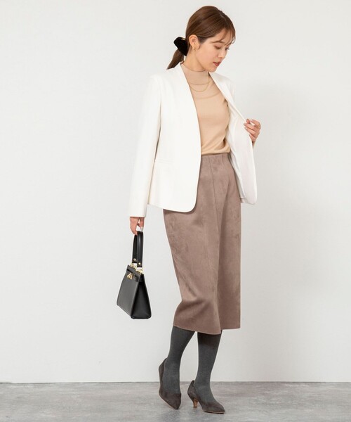 NOLLEY’S Sophi（ノーリーズソフィ）の「《セットアップ対応》ウォッシャブルウール調サージノーカラージャケット（ノーカラージャケット・レディース・ネイビー/グレイッシュベージュ/オフホワイト/ブラック・38/36/40）」の20枚目の写真