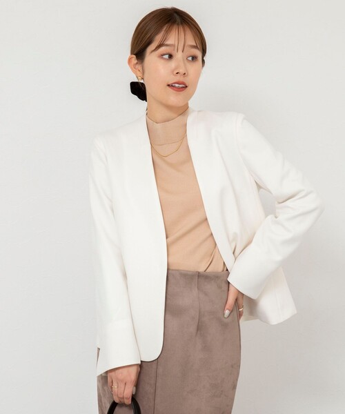 セール】《セットアップ対応》ウォッシャブルウール調サージノーカラー