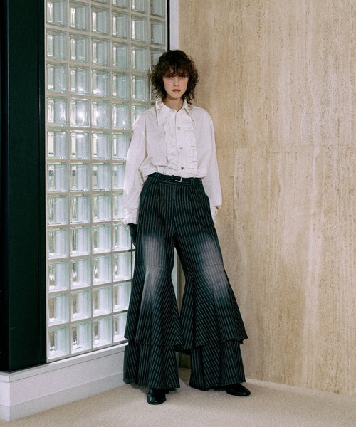 seyto ロングフリルビッグカラーシャツ セール】Long frill big collar shirt / ロングフリルビック