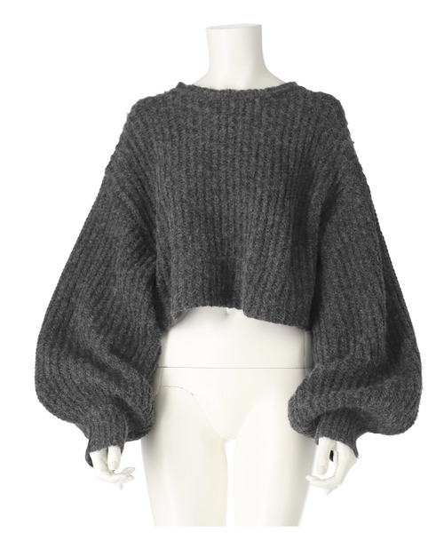 Settimissimo（セッティミッシモ）の「アパルカタッチボリュームスリーブクロップドニット（ニット/セーター・レディース・ダークグレー/グレイッシュベージュ・FREE）」の19枚目の写真