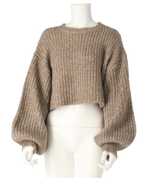 Settimissimo（セッティミッシモ）の「アパルカタッチボリュームスリーブクロップドニット（ニット/セーター・レディース・ダークグレー/グレイッシュベージュ・FREE）」の21枚目の写真