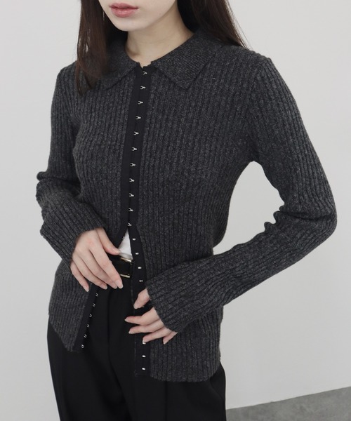 セール】【ZOZO限定】フロントホックメランジニットカーディガン／長袖