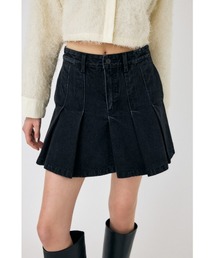 PLEATED DENIM ミニスカート