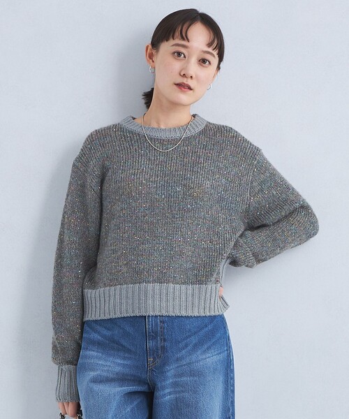 green label relaxing(グリーンレーベルリラクシング)の「スパンコール ニット プルオーバー(ニット/セーター・レディース・ダークグレー/オフホワイト/ライトブルー・FREE)」の2枚目の写真