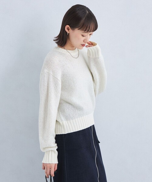 green label relaxing(グリーンレーベルリラクシング)の「スパンコール ニット プルオーバー(ニット/セーター・レディース・ダークグレー/オフホワイト/ライトブルー・FREE)」の7枚目の写真
