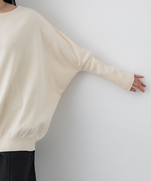 【新品】JUSGLITTY ♡ 2WAYドルマンニット♡ quaranciel:〈手洗い可能〉シアー 2way Vネック ドルマン ニット プル