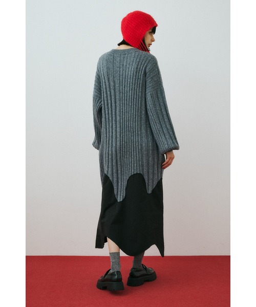 【Herin.cye】 ヘリンドットサイ ニットワンピース グレー フリーサイズ Circle hem knit dress サークルヘムニットドレス（ワンピース