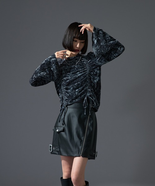 2wayクラッシュベロアTOPS（Tシャツ/カットソー）｜Ellno de