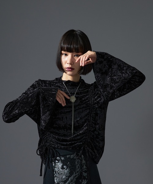2wayクラッシュベロアTOPS（Tシャツ/カットソー）｜Ellno de