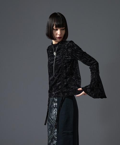 2wayクラッシュベロアTOPS（Tシャツ/カットソー）｜Ellno de